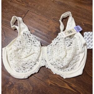 Maidenform Vintage Bra 34DD Ivory White Lace NOS Deadstock Underwire Unlined 90s